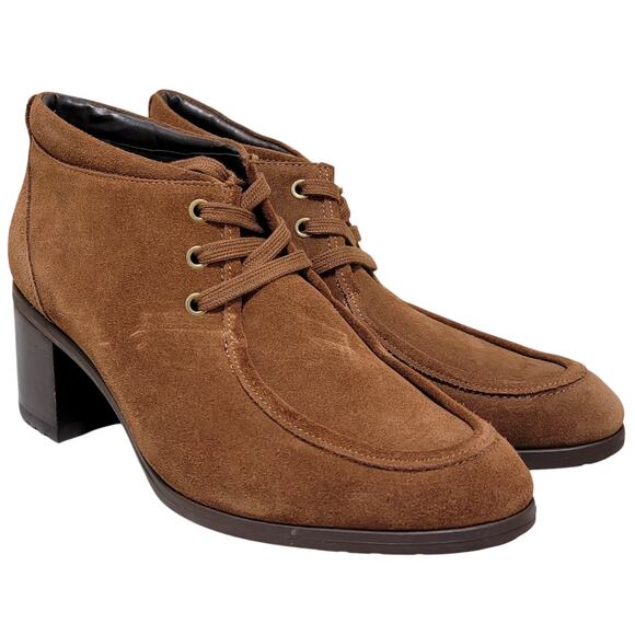 Naturalizer Women Lesson Block Heel Moc Toe Oxford Booties Size US 9.5M Chestnut - Picture 1 of 5